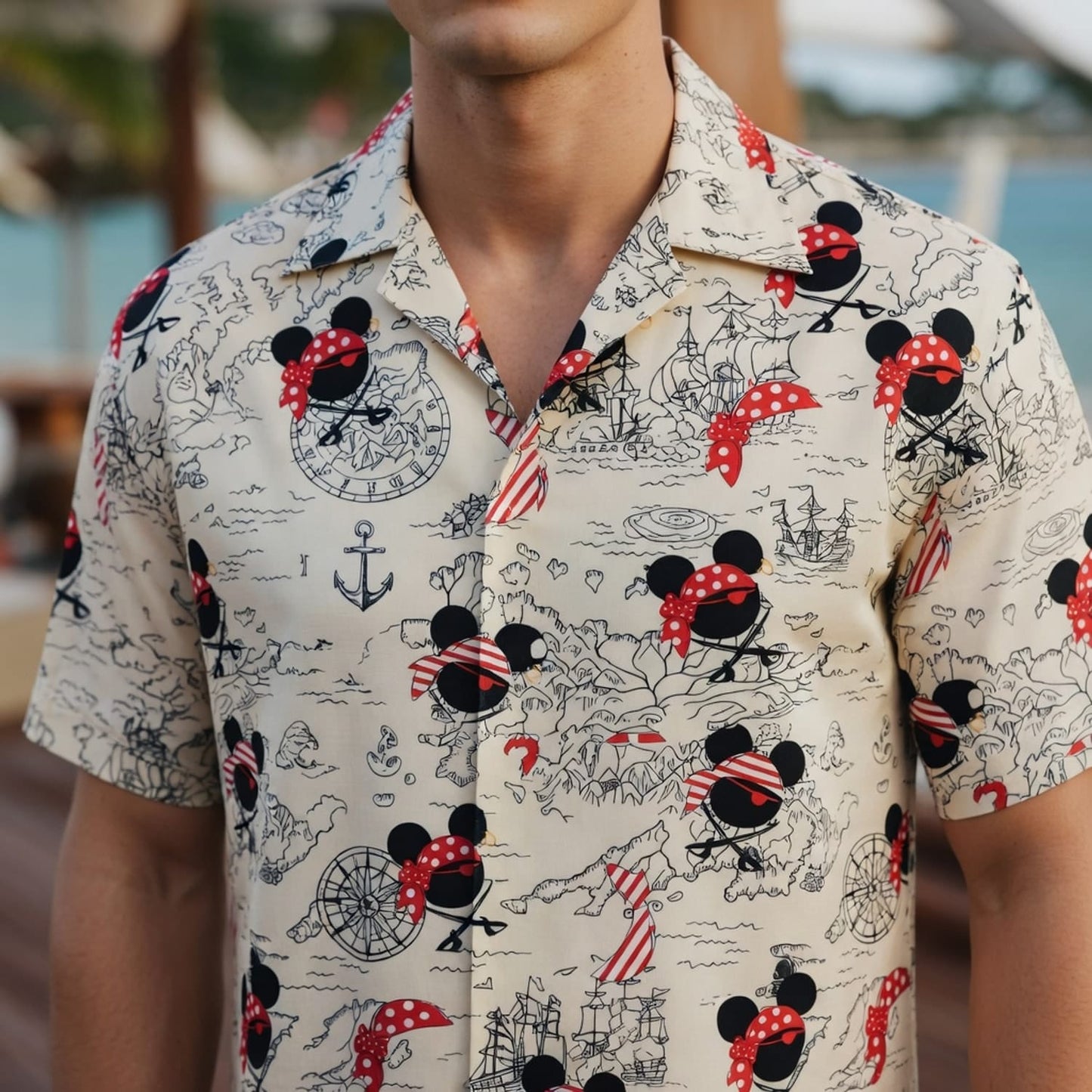 Pirate Map Icons Mouse Hawaiian Shirt