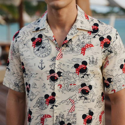 Pirate Map Icons Mouse Hawaiian Shirt