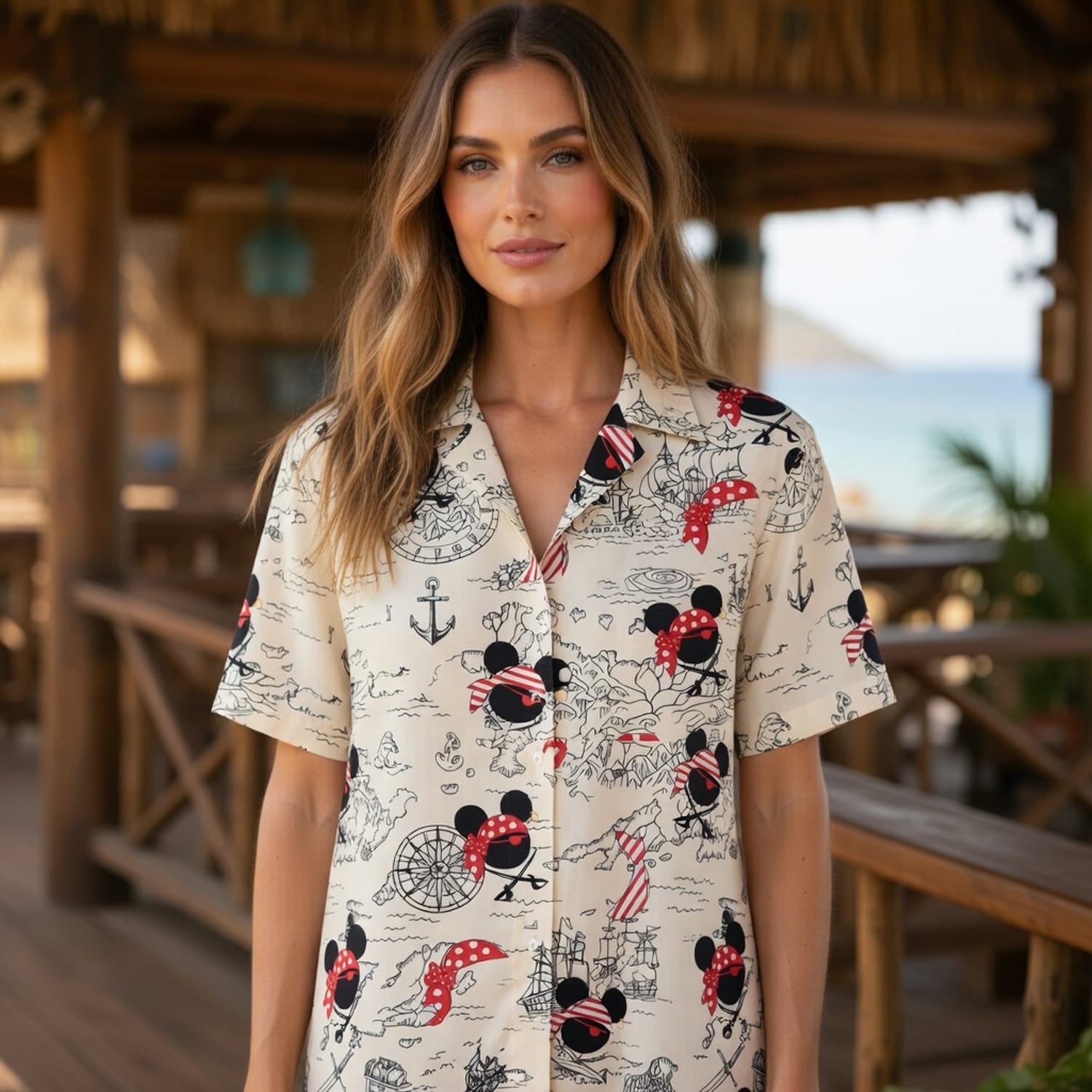 Pirate Map Icons Mouse Hawaiian Shirt