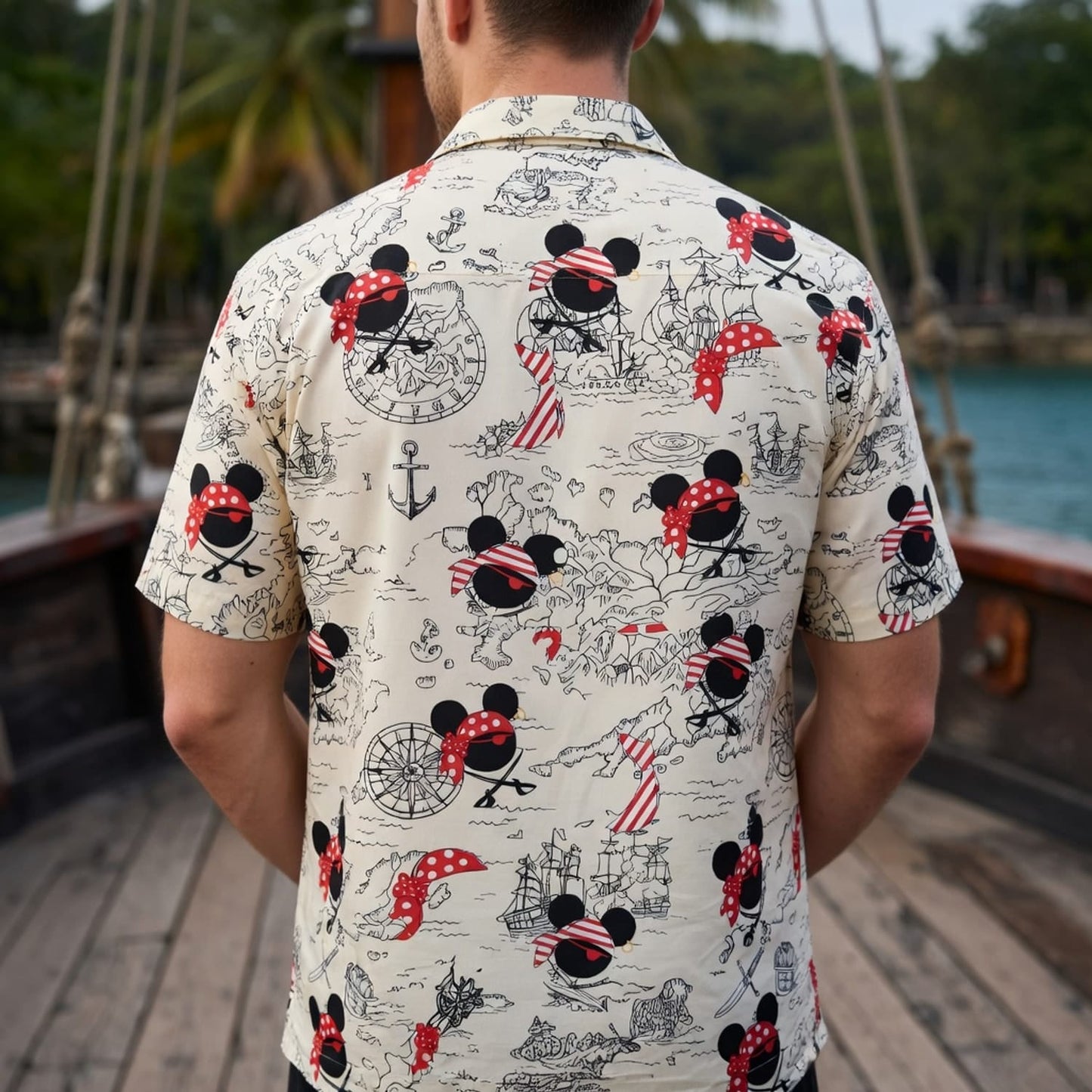 Pirate Map Icons Mouse Hawaiian Shirt