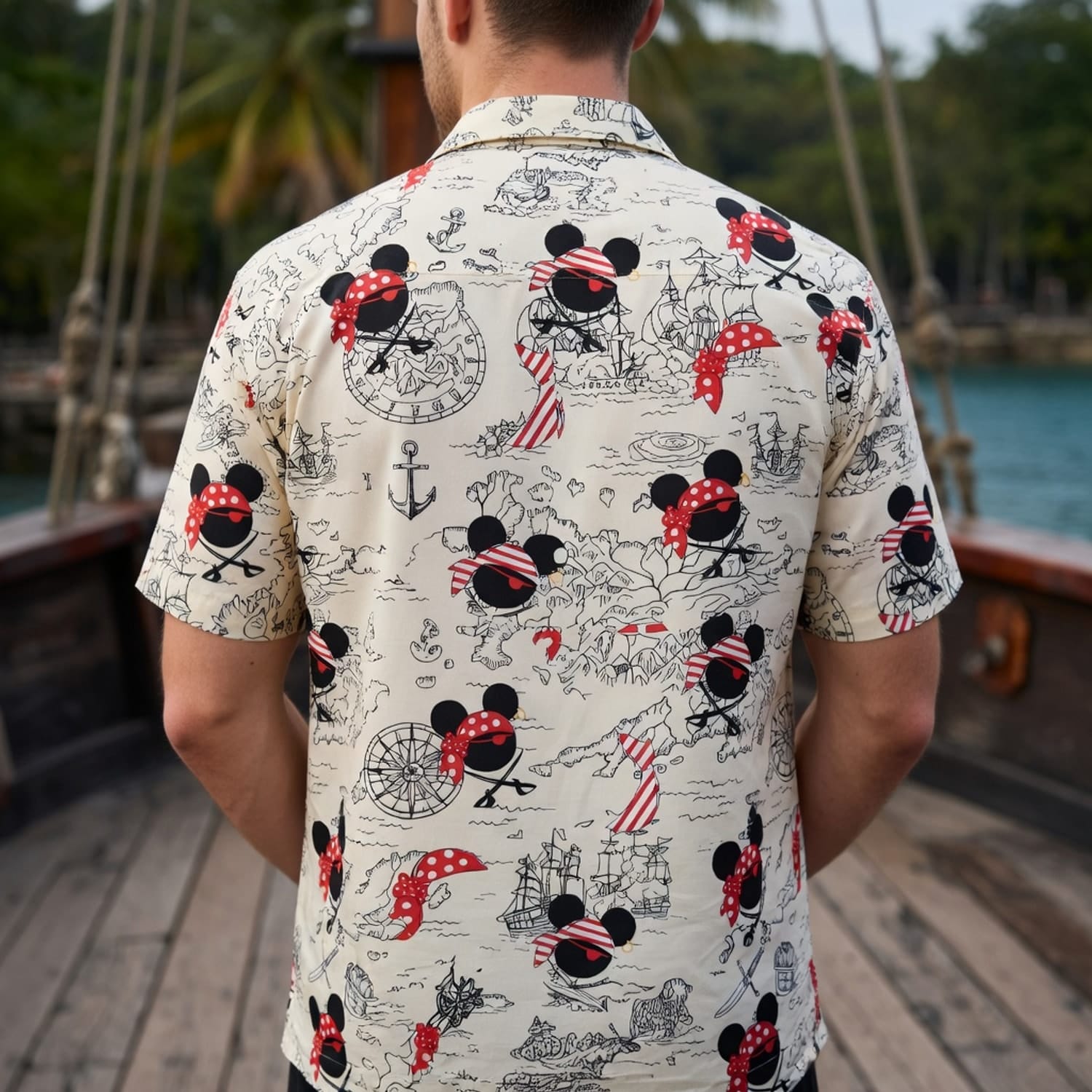 Pirate Map Icons Mouse Hawaiian Shirt