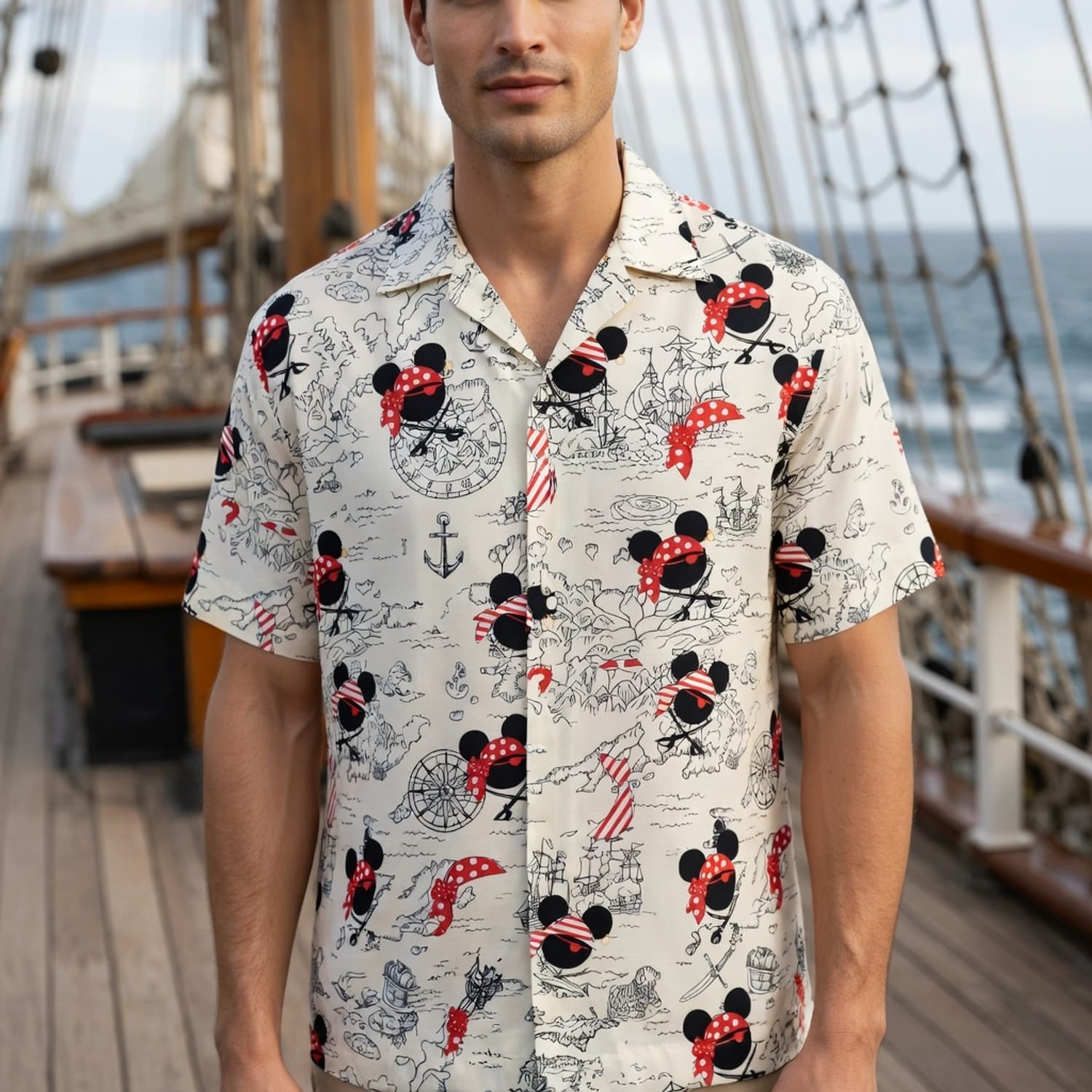 Pirate Map Icons Mouse Hawaiian Shirt