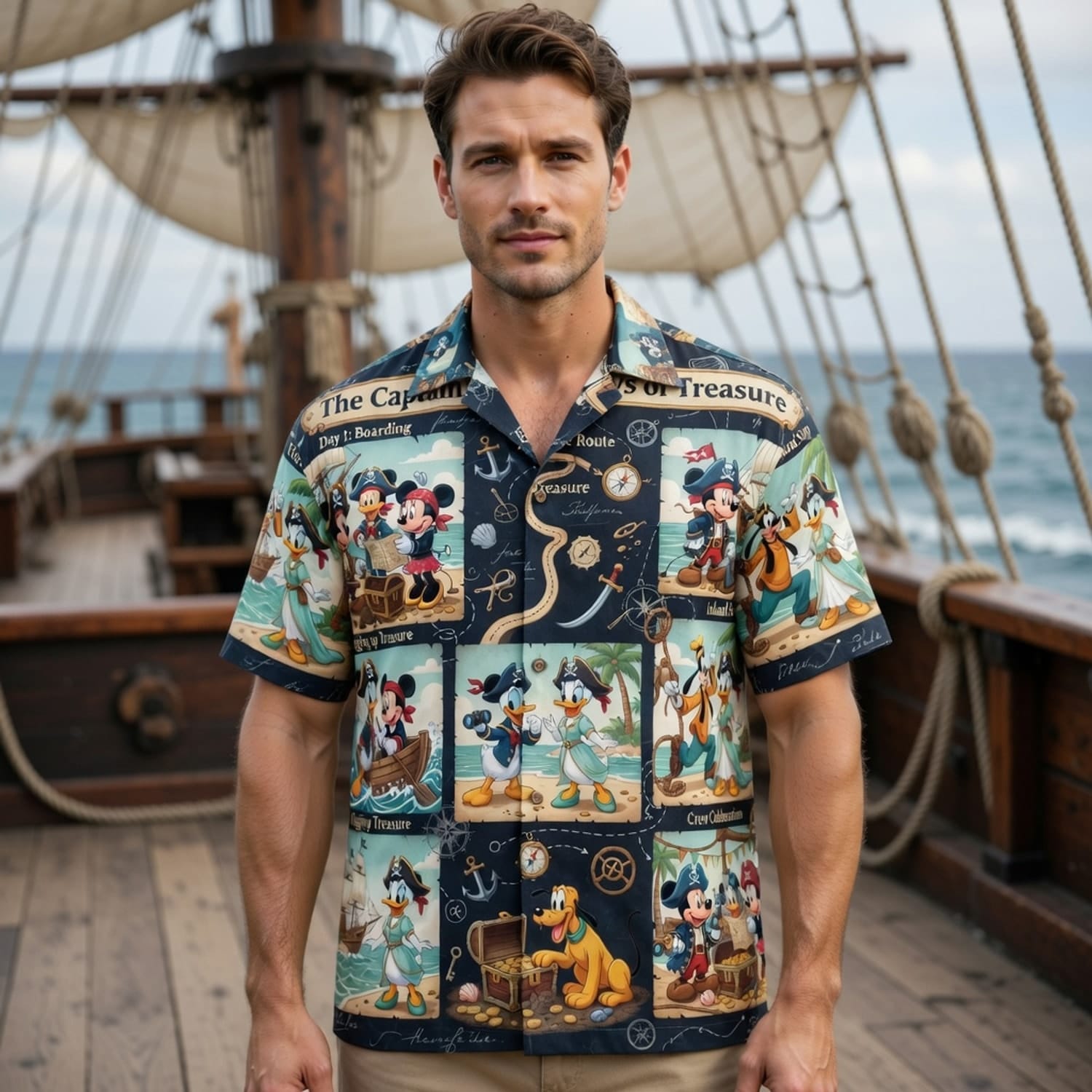 Pirate Mouse Hawaiian Shirt - Treasure Adventure Beachwear