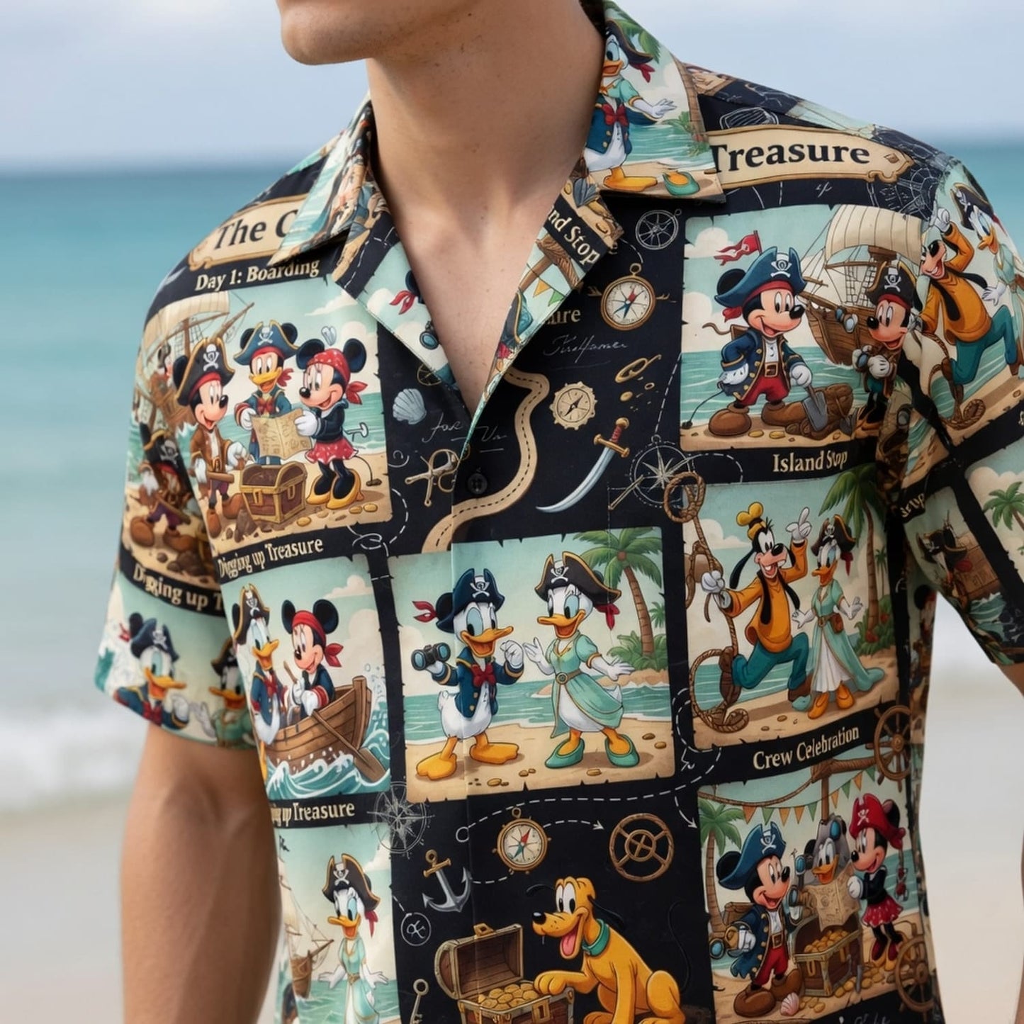 Pirate Mouse Hawaiian Shirt - Treasure Adventure Beachwear