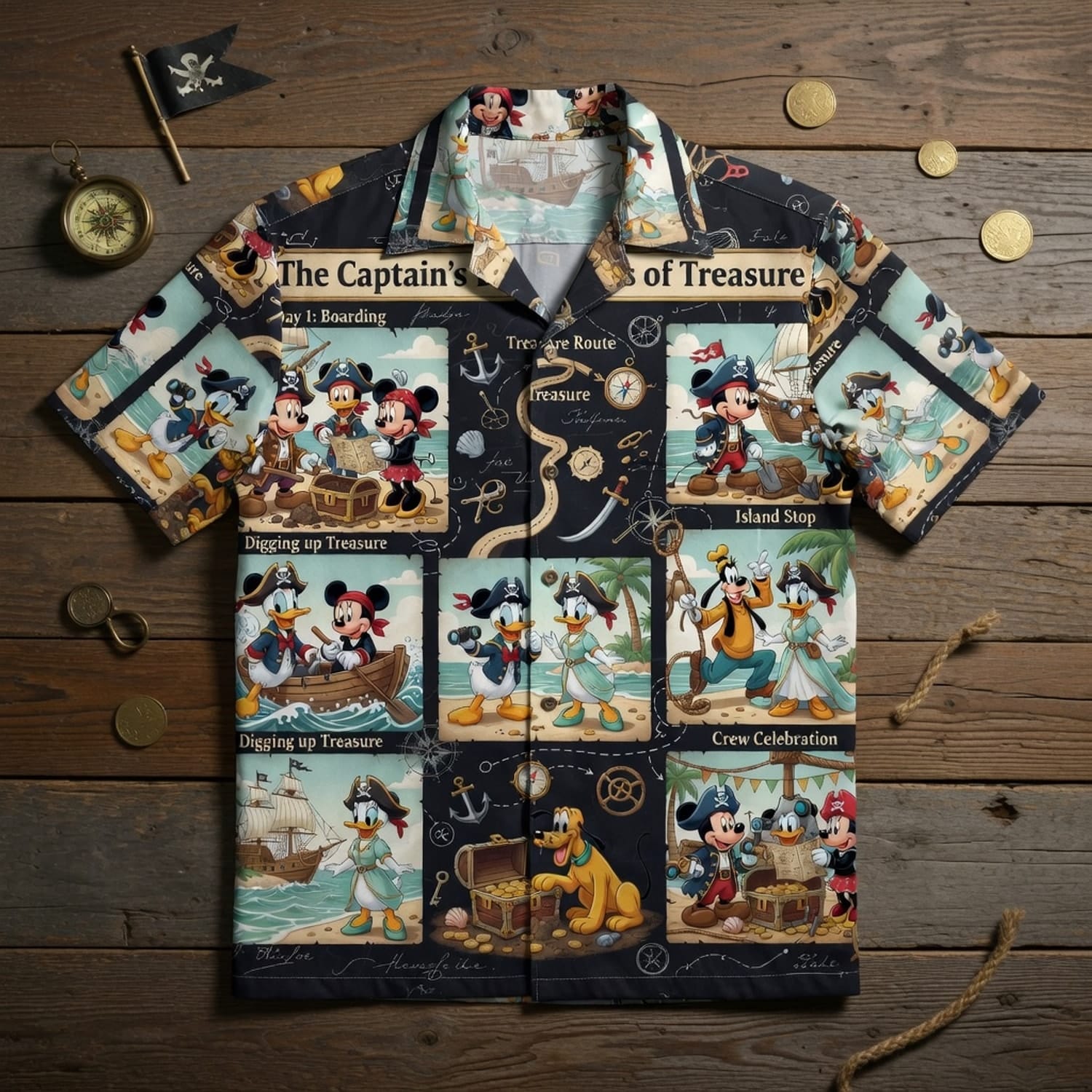 Pirate Mouse Hawaiian Shirt - Treasure Adventure Beachwear