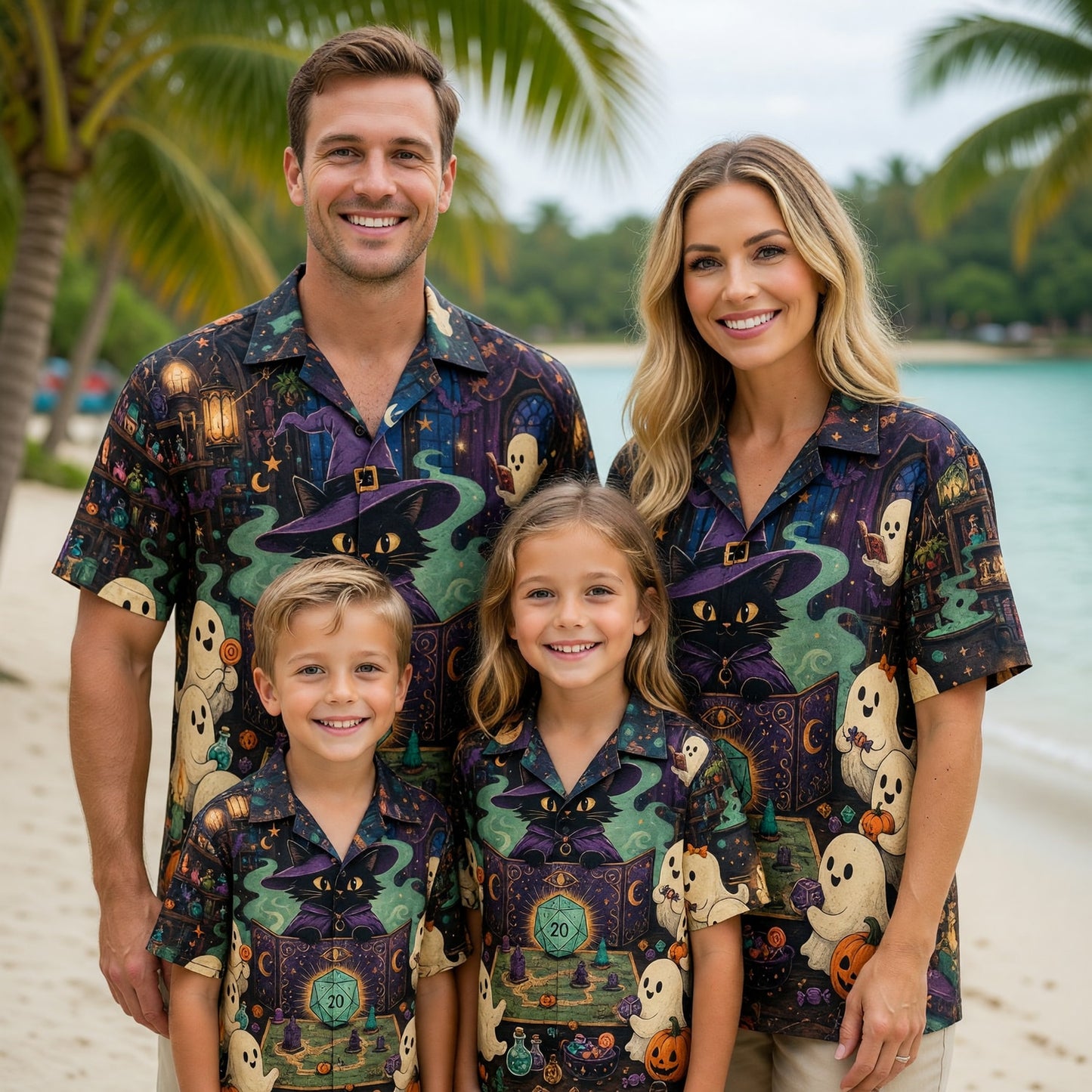Halloween Wizard Cat Hawaiian Shirt - Spooky RPG Game Night