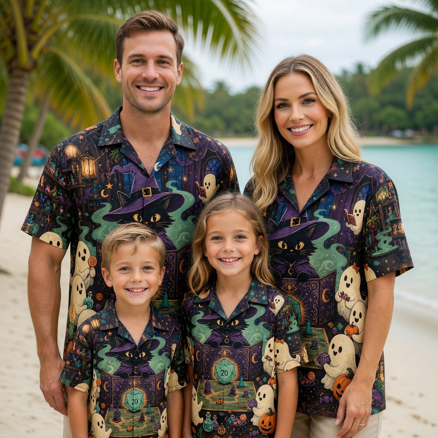 Halloween Wizard Cat Hawaiian Shirt - Spooky RPG Game Night