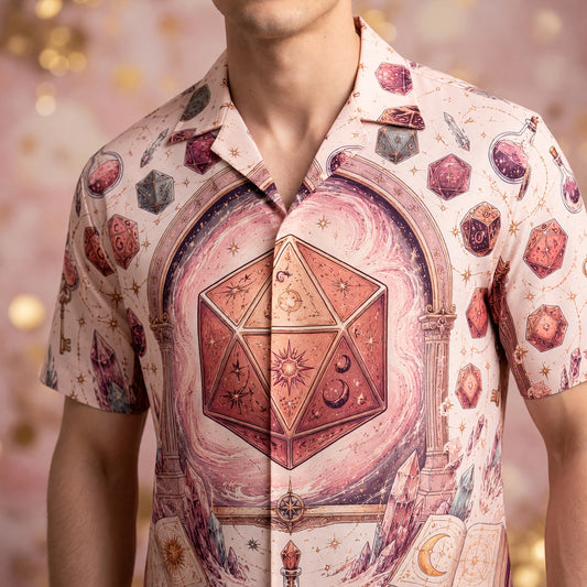 Celestial D20 Hawaiian Shirt - Mystic Fantasy RPG Apparel