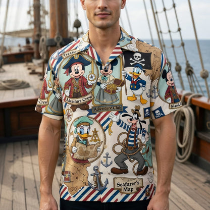 Adventure Crew Mouse Duck Silly Dog Pirate Premium Hawaiian Shirt