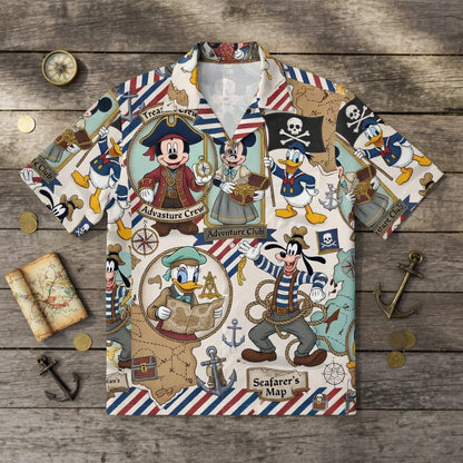 Adventure Crew Mouse Duck Silly Dog Pirate Premium Hawaiian Shirt