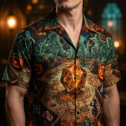 Fantasy Dungeon D20 Hawaiian Shirt - Halloween Dice RPG Fantasy