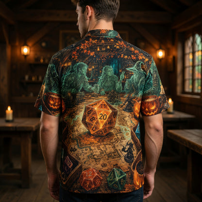 Fantasy Dungeon D20 Hawaiian Shirt - Halloween Dice RPG Fantasy