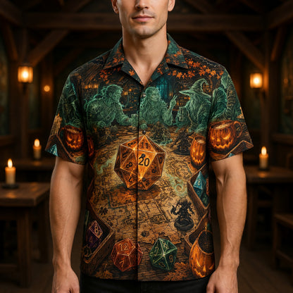 Fantasy Dungeon D20 Hawaiian Shirt - Halloween Dice RPG Fantasy