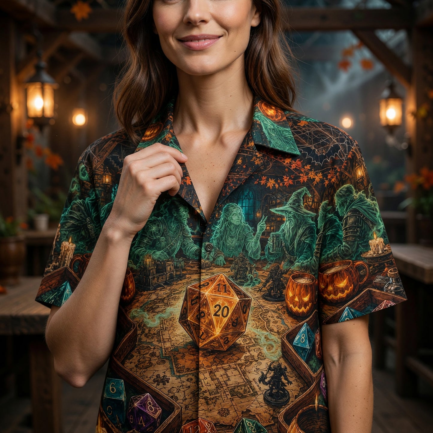 Fantasy Dungeon D20 Hawaiian Shirt - Halloween Dice RPG Fantasy