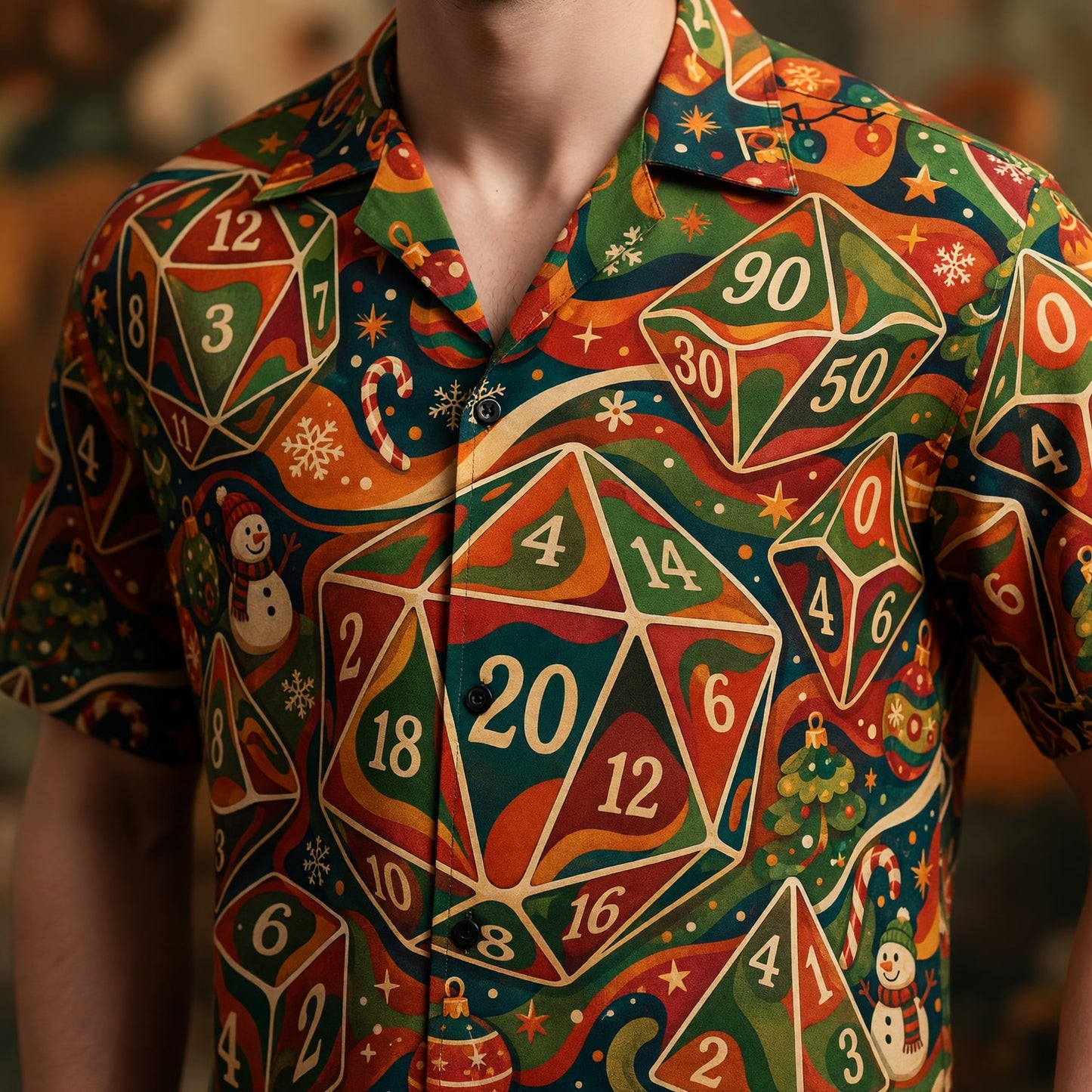 Christmas Dice Hawaiian Shirt - Festive RPG Holiday Apparel