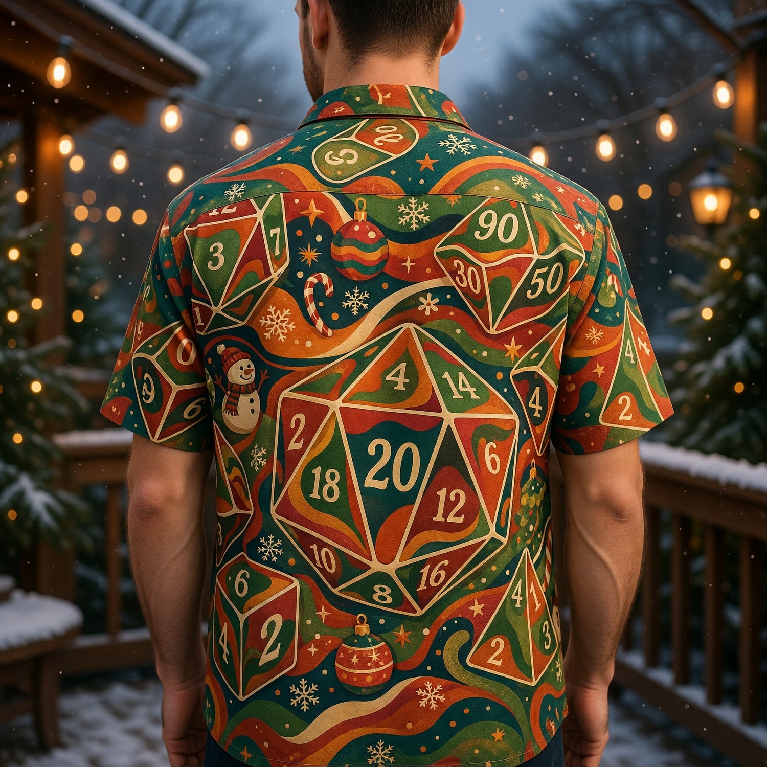 Christmas Dice Hawaiian Shirt - Festive RPG Holiday Apparel