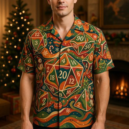 Christmas Dice Hawaiian Shirt - Festive RPG Holiday Apparel