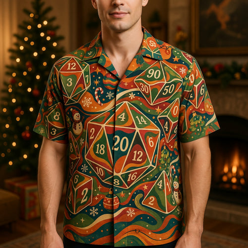 Christmas Dice Hawaiian Shirt - Festive RPG Holiday Apparel