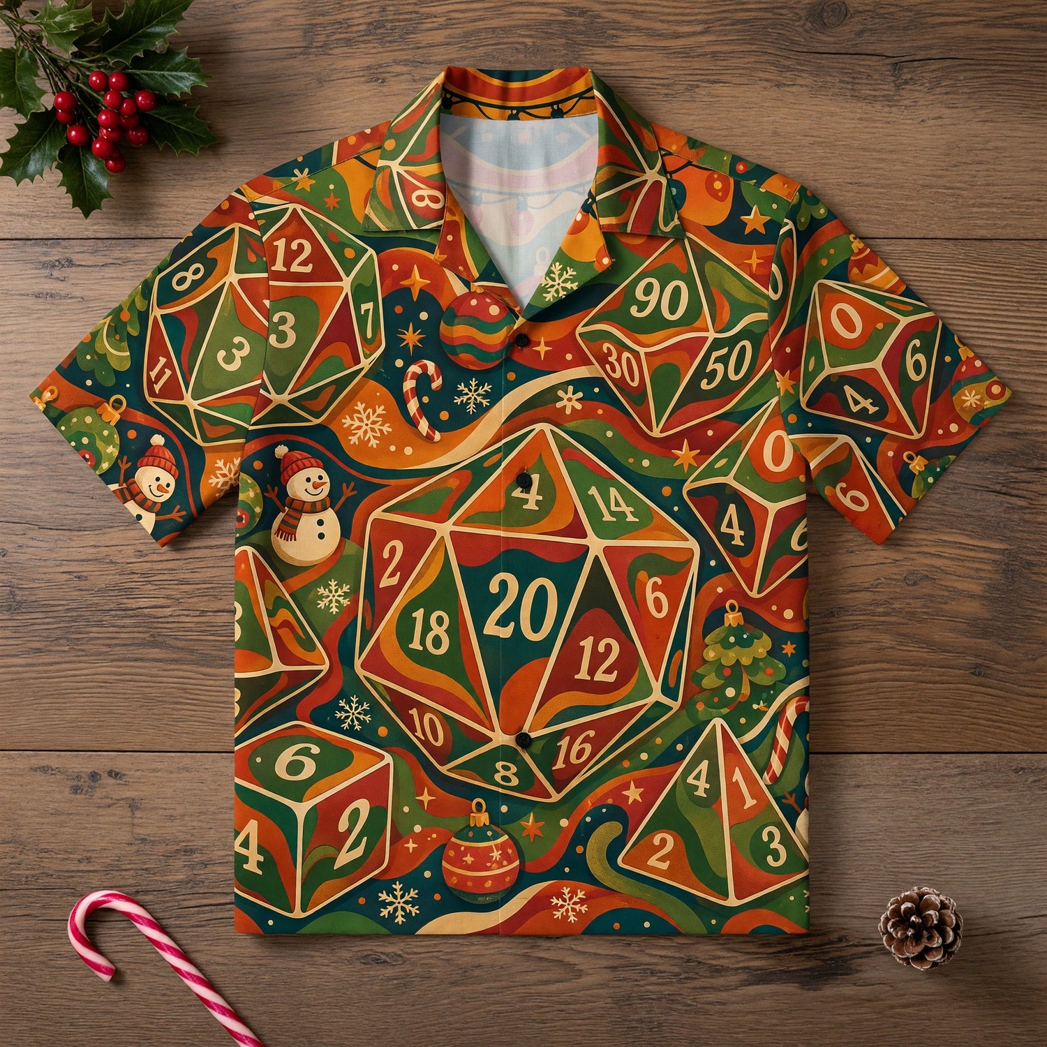 Christmas Dice Hawaiian Shirt - Festive RPG Holiday Apparel