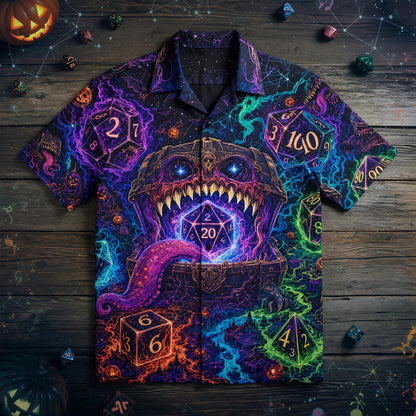 Mimic Dice Hawaiian Shirt - Spooky Fantasy RPG Dungeon