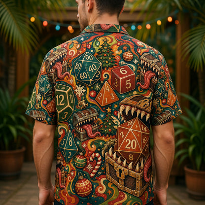 Christmas Mimic Hawaiian Shirt - RPG Dice Holiday Apparel