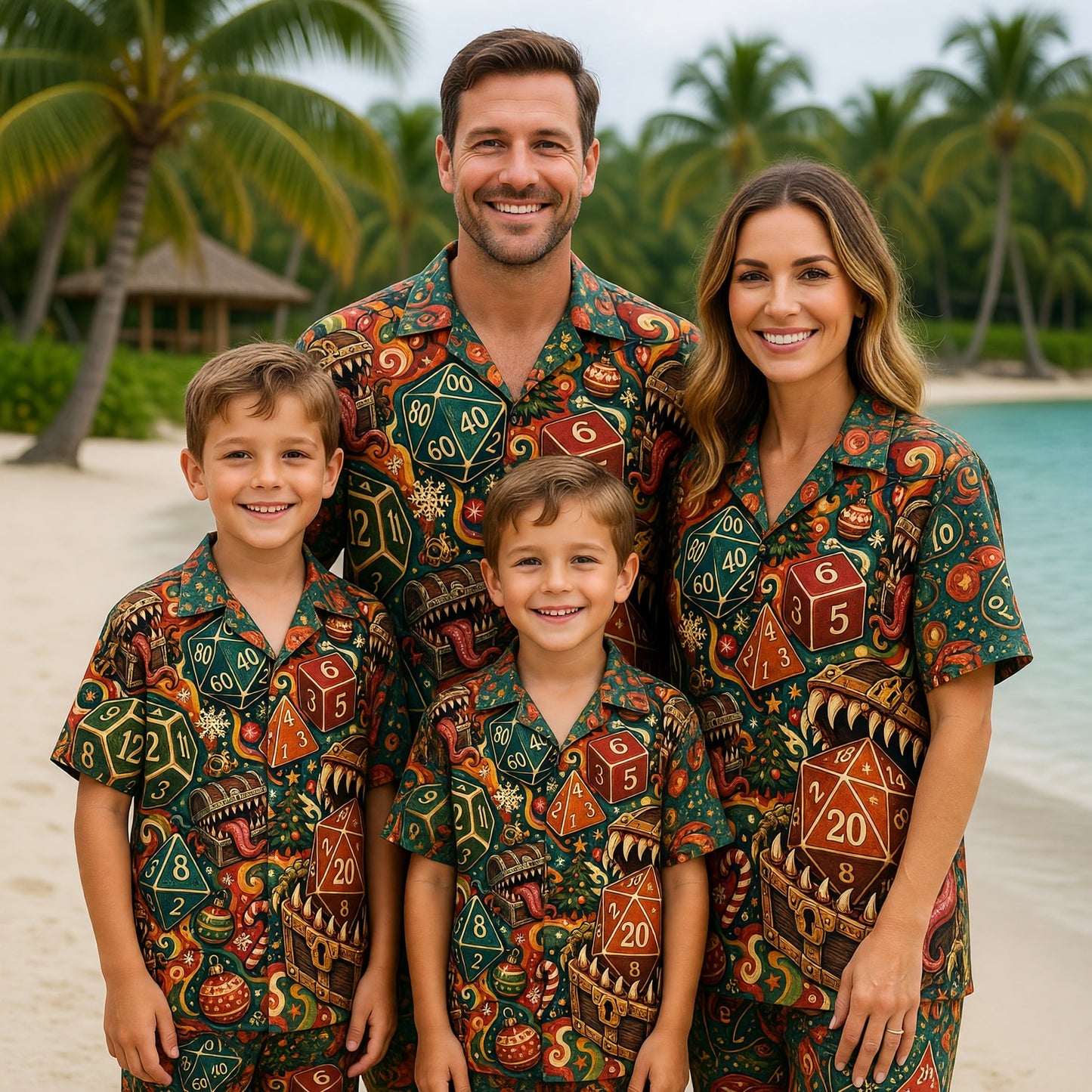 Christmas Mimic Hawaiian Shirt - RPG Dice Holiday Apparel