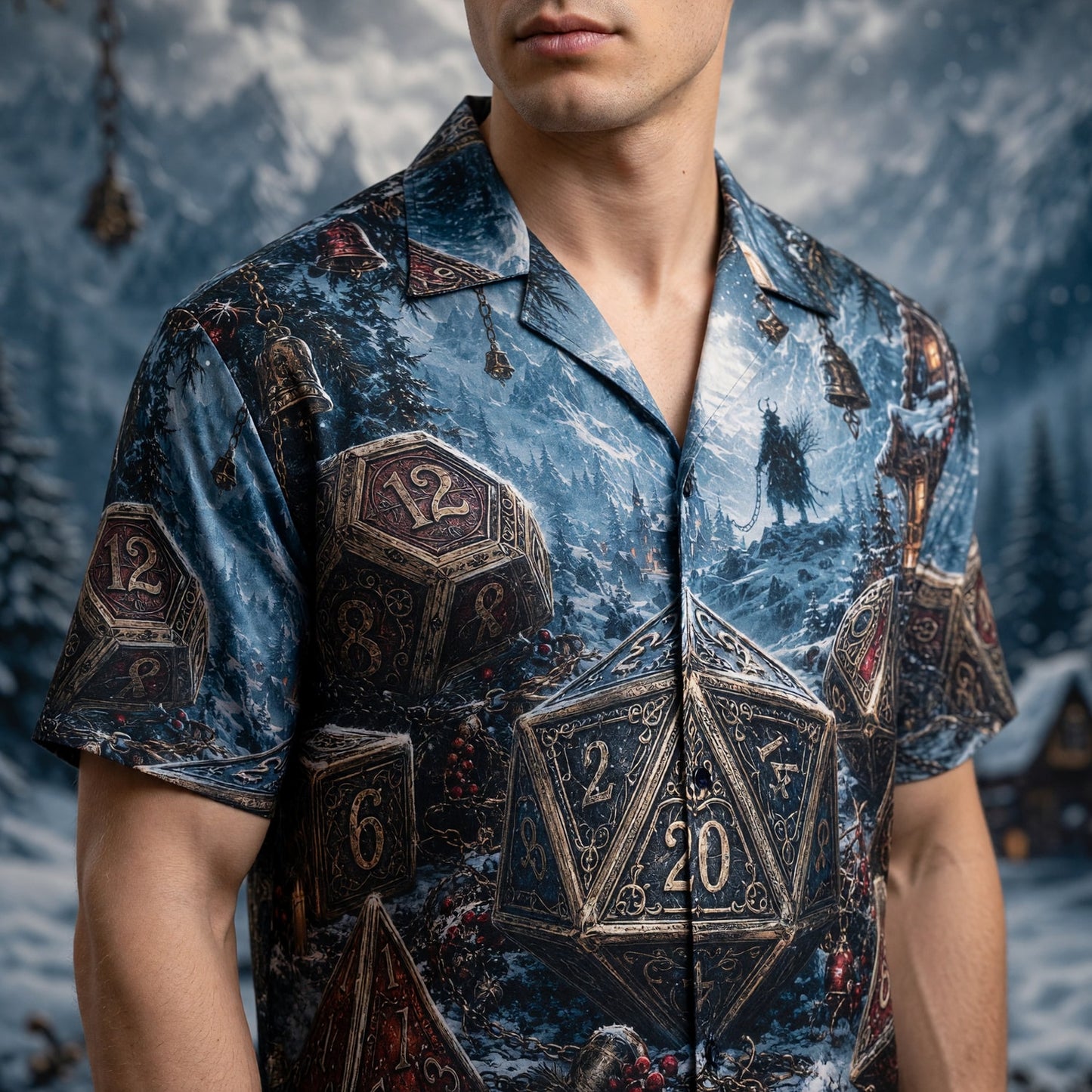 Dice Christmas Hawaiian Shirt - Fantasy RPG Winter Holiday