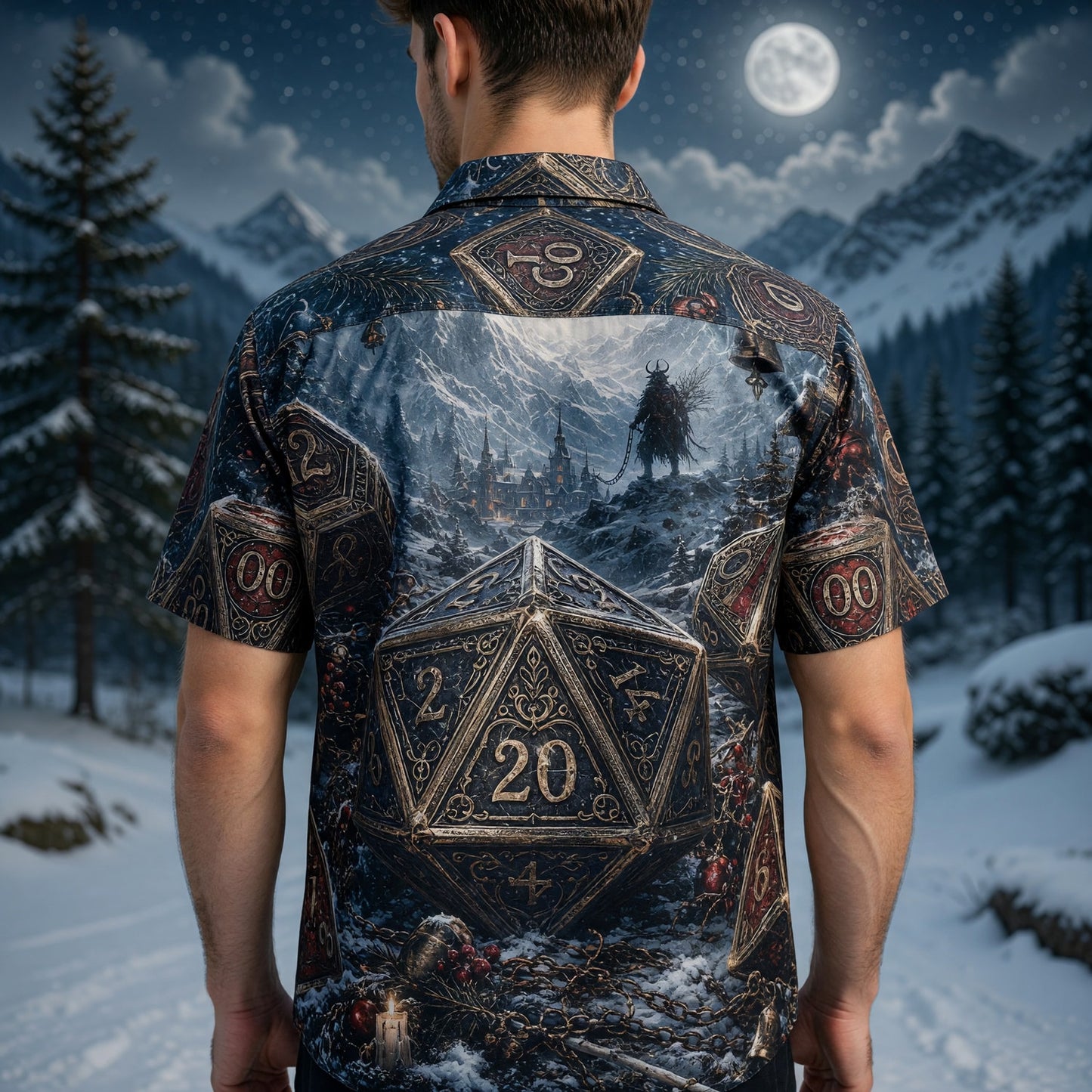 Dice Christmas Hawaiian Shirt - Fantasy RPG Winter Holiday