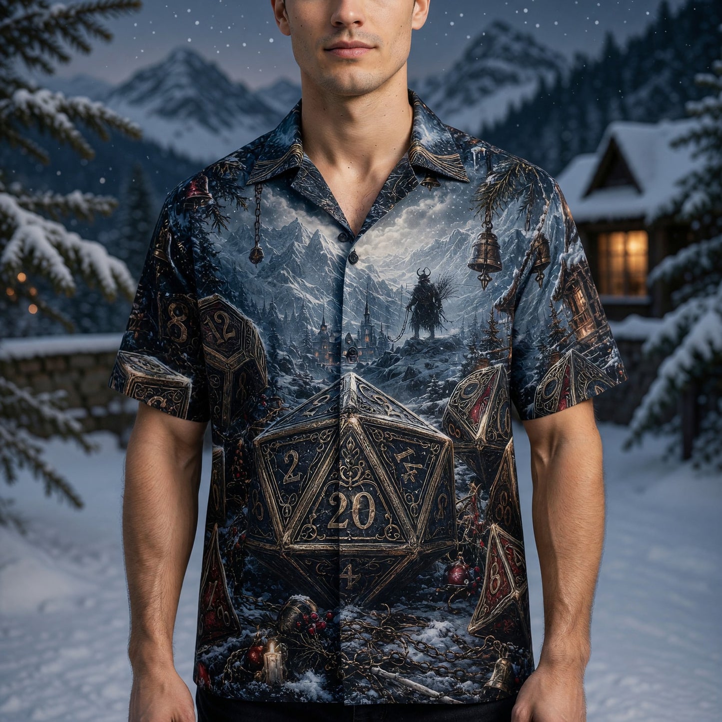 Dice Christmas Hawaiian Shirt - Fantasy RPG Winter Holiday