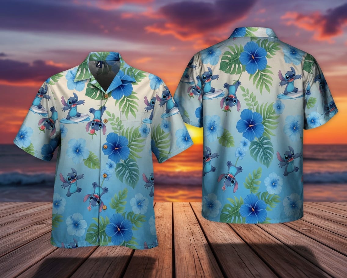 Blue Alien Premium Hawaiian Shirt - Blue Gradient Aloha Style
