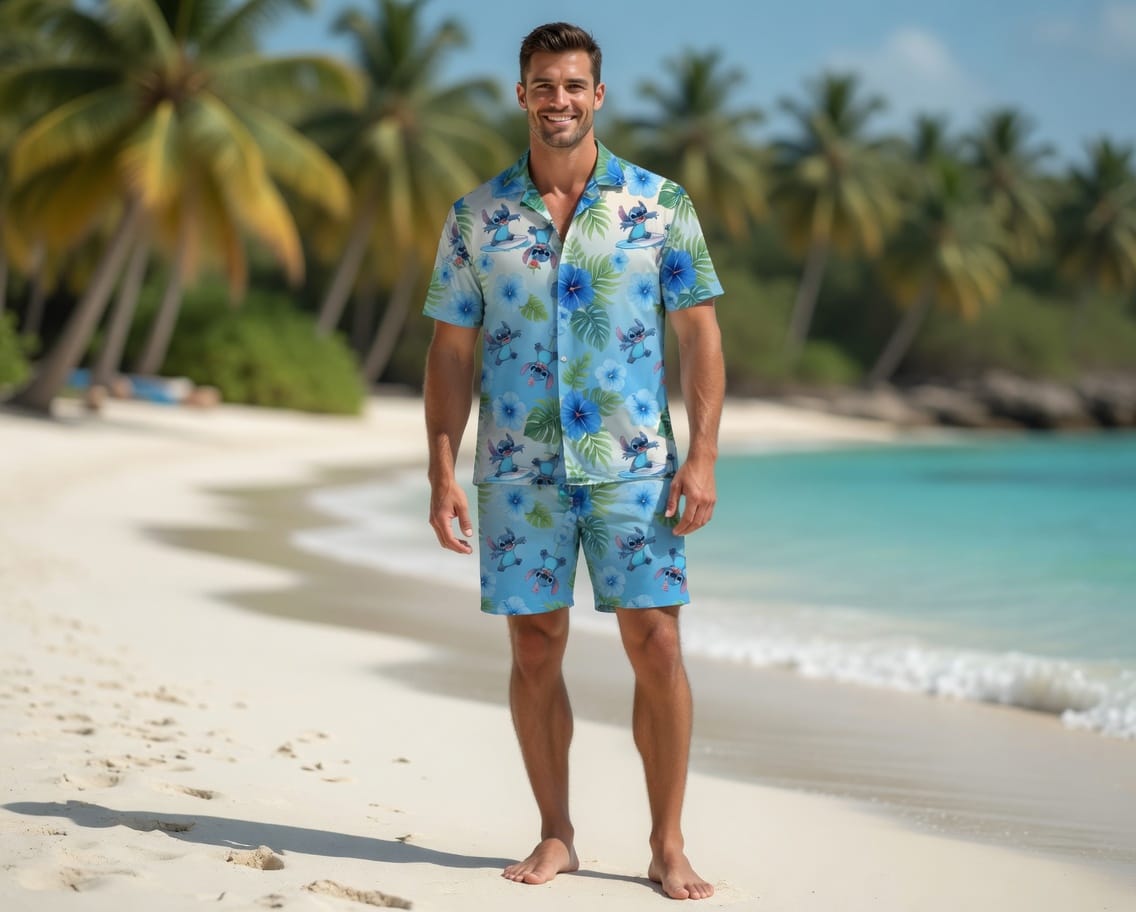 Blue Alien Premium Hawaiian Shirt - Blue Gradient Aloha Style