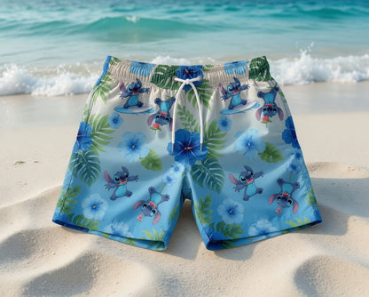 Blue Alien Premium Hawaiian Shirt - Blue Gradient Aloha Style