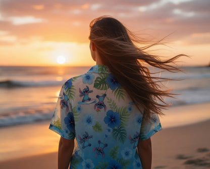 Blue Alien Premium Hawaiian Shirt - Blue Gradient Aloha Style
