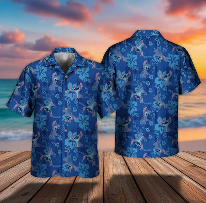 Tropical Floral Premium Hawaiian Shirt - Blue Alien
