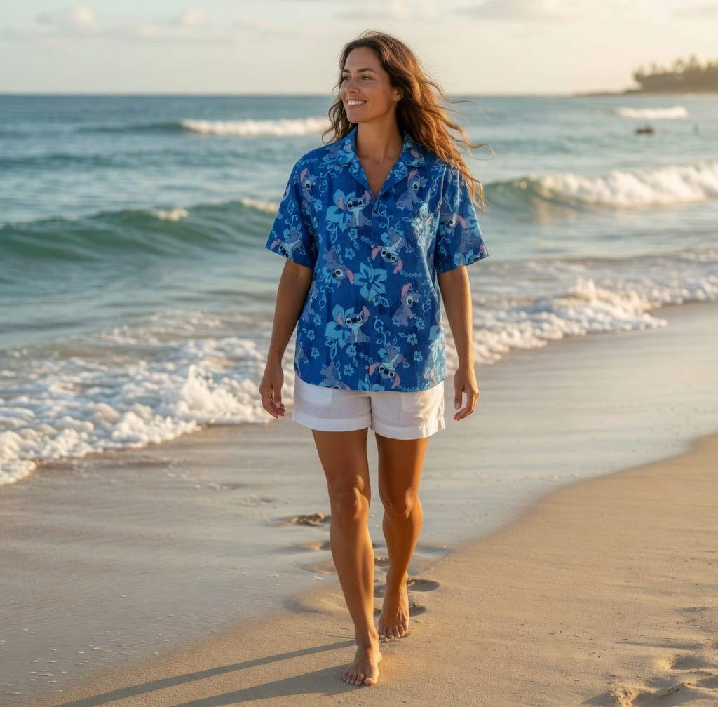 Tropical Floral Premium Hawaiian Shirt - Blue Alien