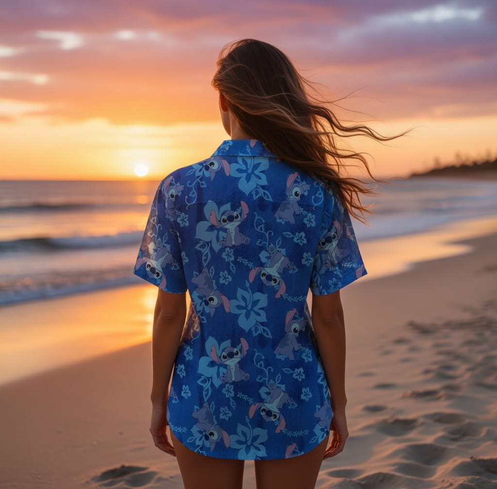 Tropical Floral Premium Hawaiian Shirt - Blue Alien