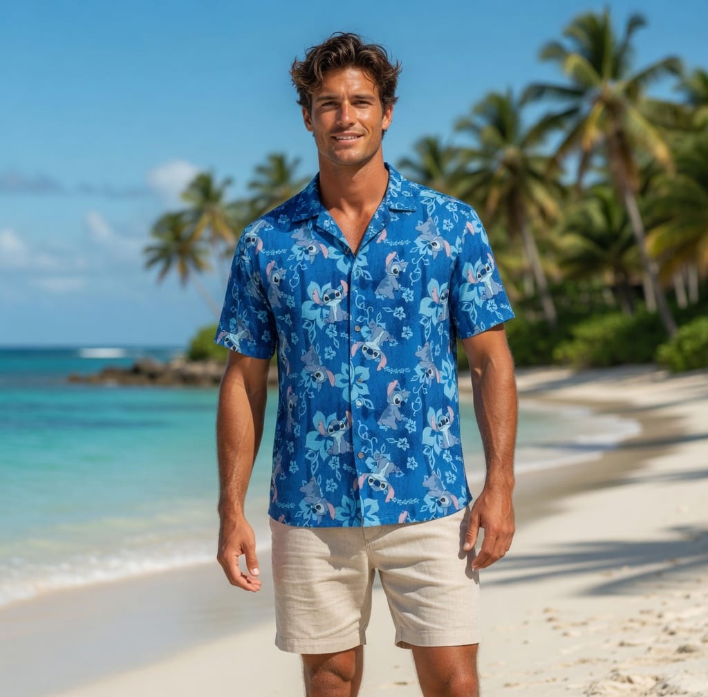 Tropical Floral Premium Hawaiian Shirt - Blue Alien