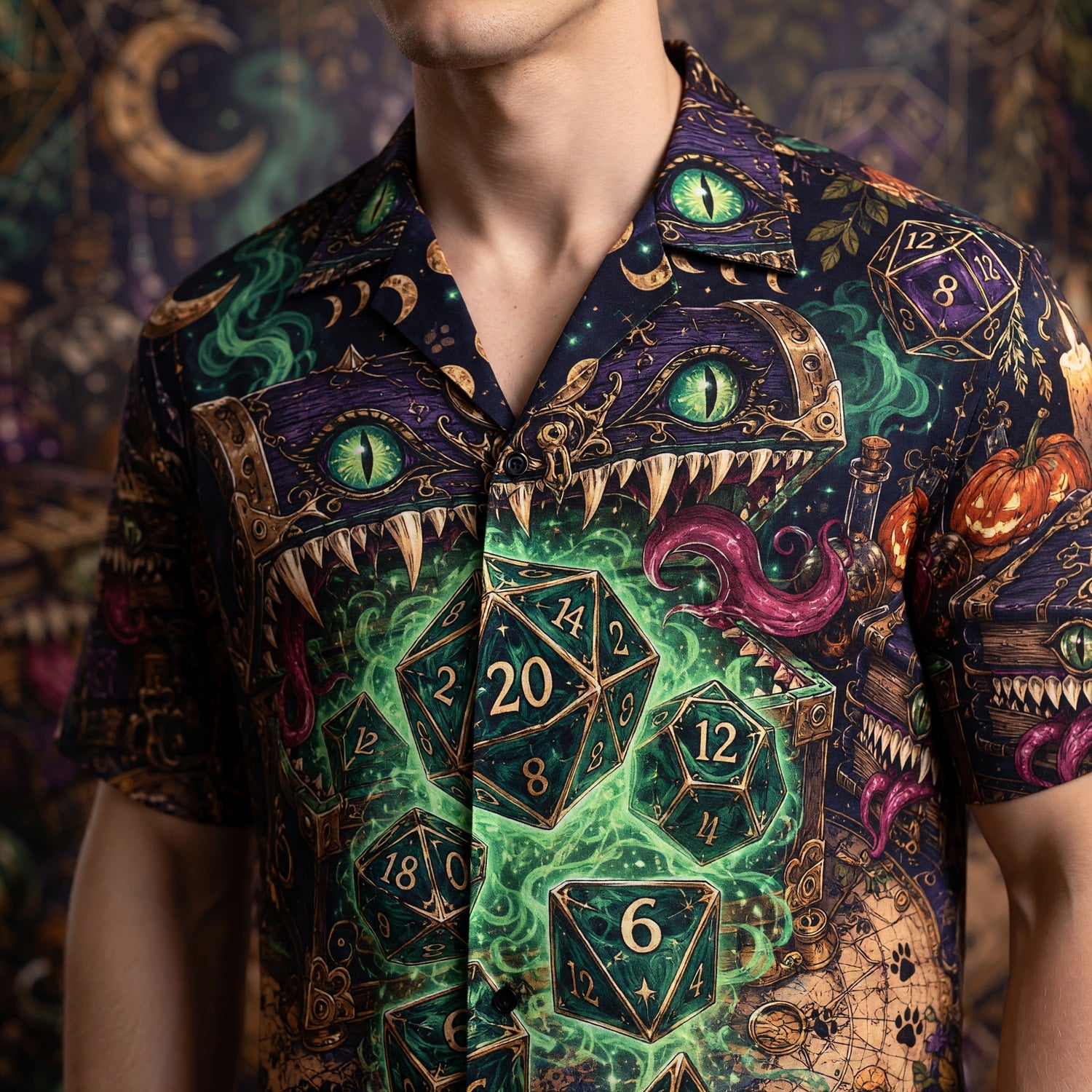 Dice Mimic Chest Hawaiian Shirt - Fantasy RPG Gaming Apparel