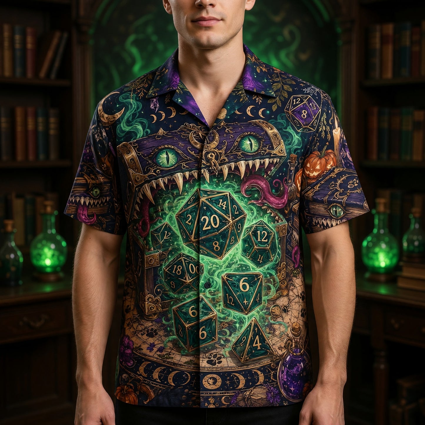 Dice Mimic Chest Hawaiian Shirt - Fantasy RPG Gaming Apparel