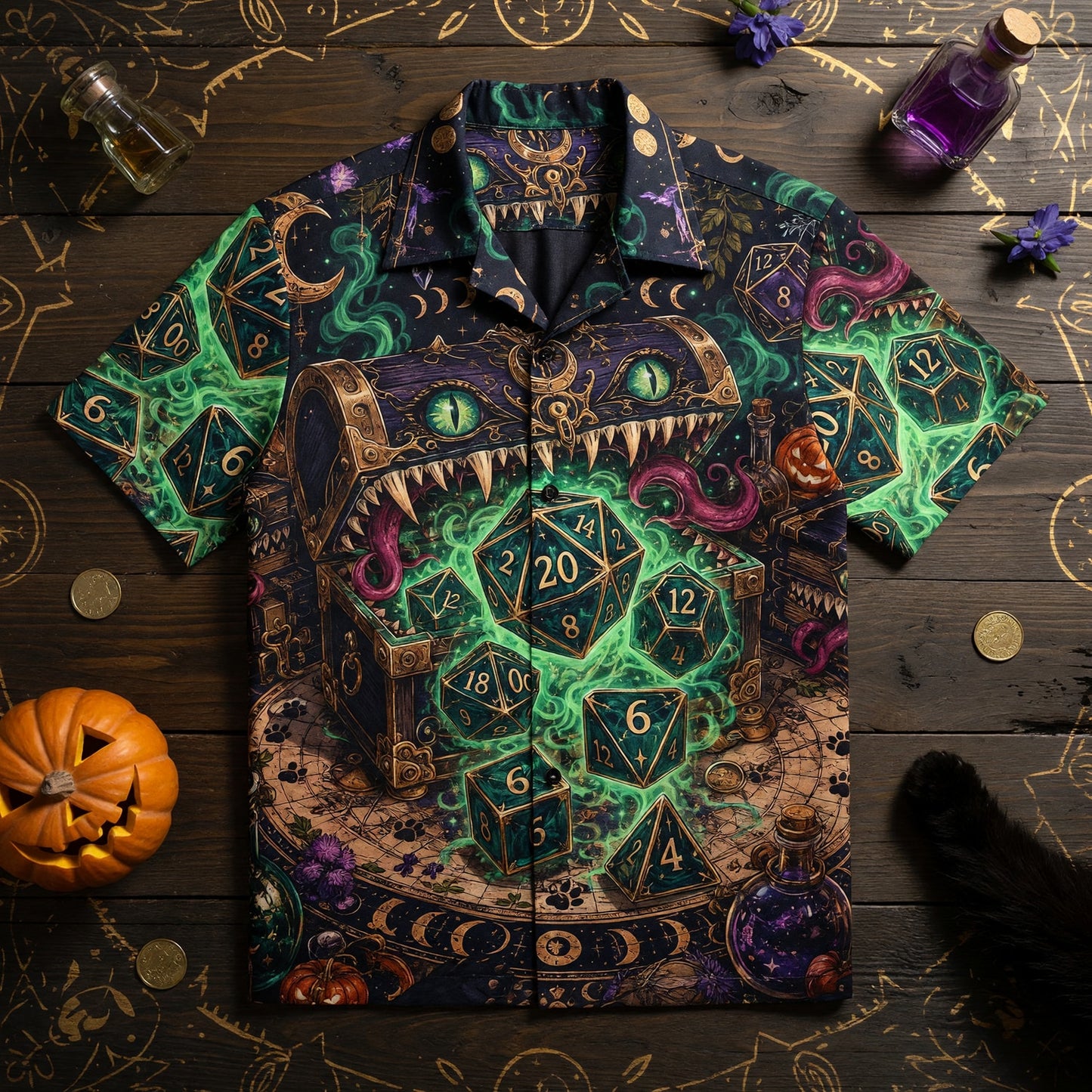 Dice Mimic Chest Hawaiian Shirt - Fantasy RPG Gaming Apparel