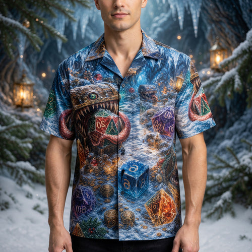 Christmas Mimic Dice Hawaiian Shirt - RPG Fantasy Holiday Apparel