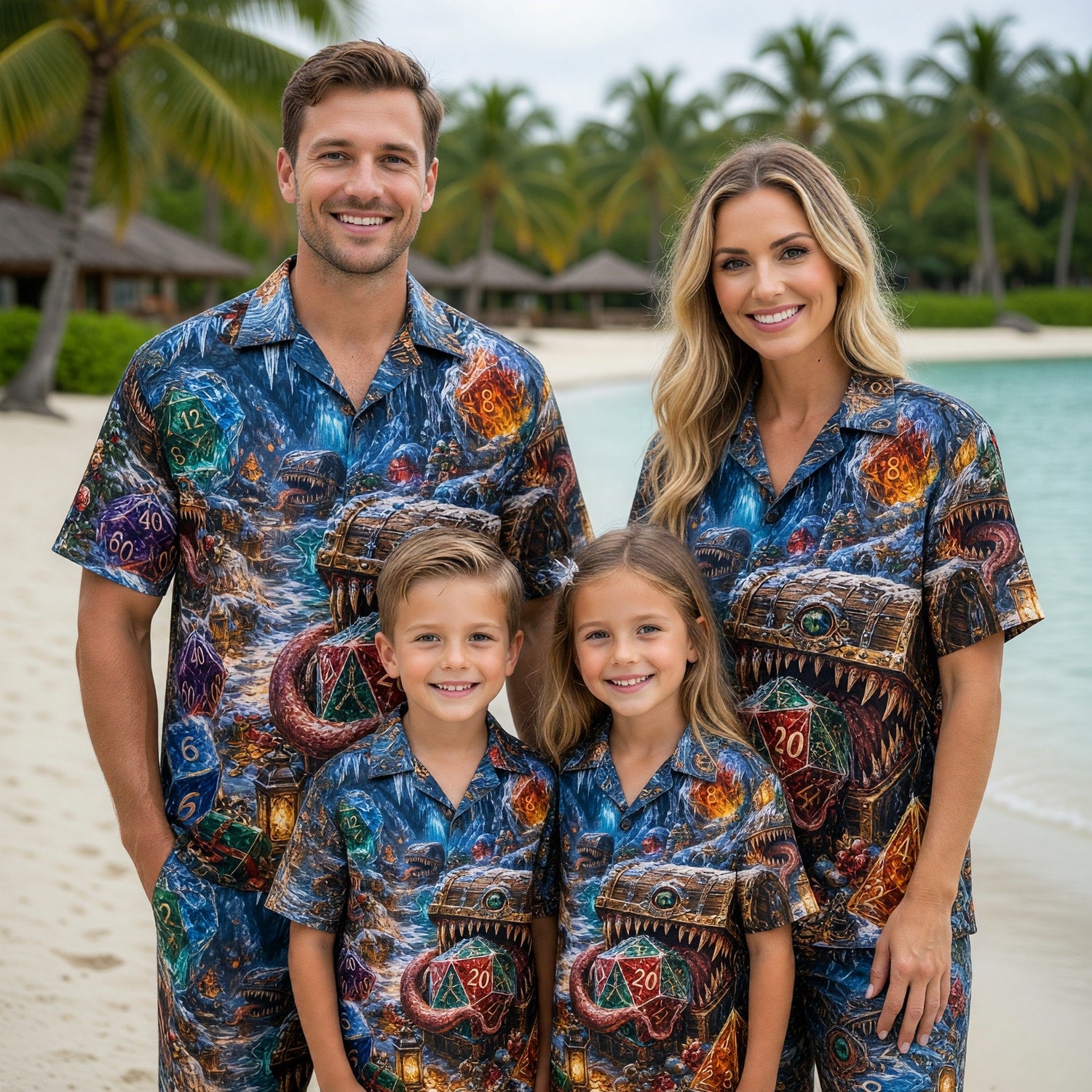 Christmas Mimic Dice Hawaiian Shirt - RPG Fantasy Holiday Apparel