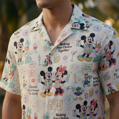 Drink Around The World Hawaiian Shirt - Mouse Cheers Vacation