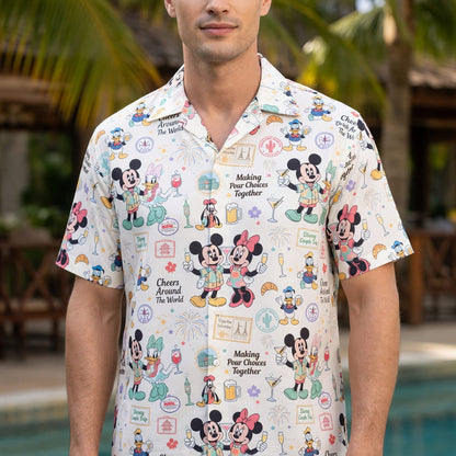 Drink Around The World Hawaiian Shirt - Mouse Cheers Vacation