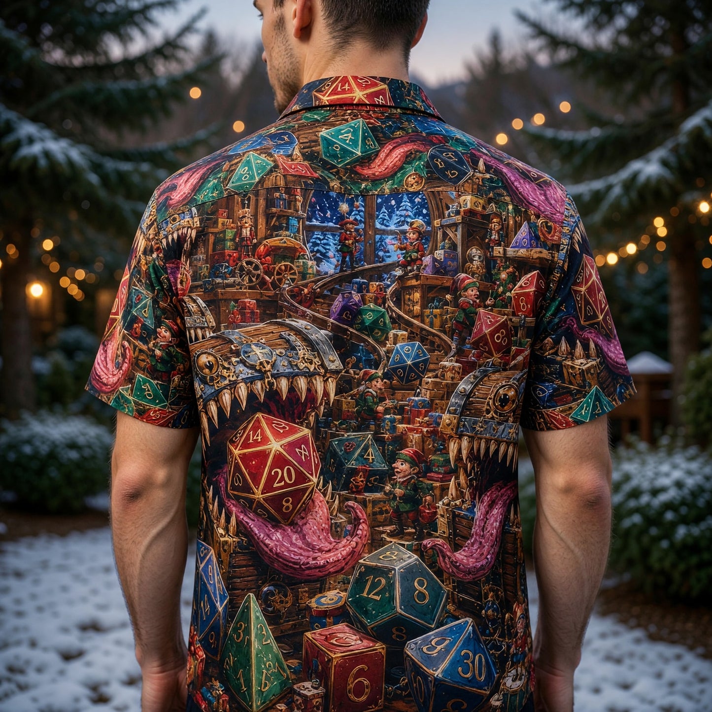 Christmas Mimic Hawaiian Shirt - Fantasy Dice RPG Holiday