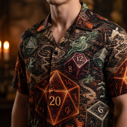 Halloween Dice Hawaiian Shirt - Spooky RPG Tabletop Apparel