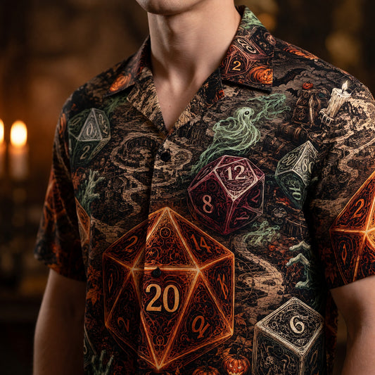 Halloween Dice Hawaiian Shirt - Spooky RPG Tabletop Apparel