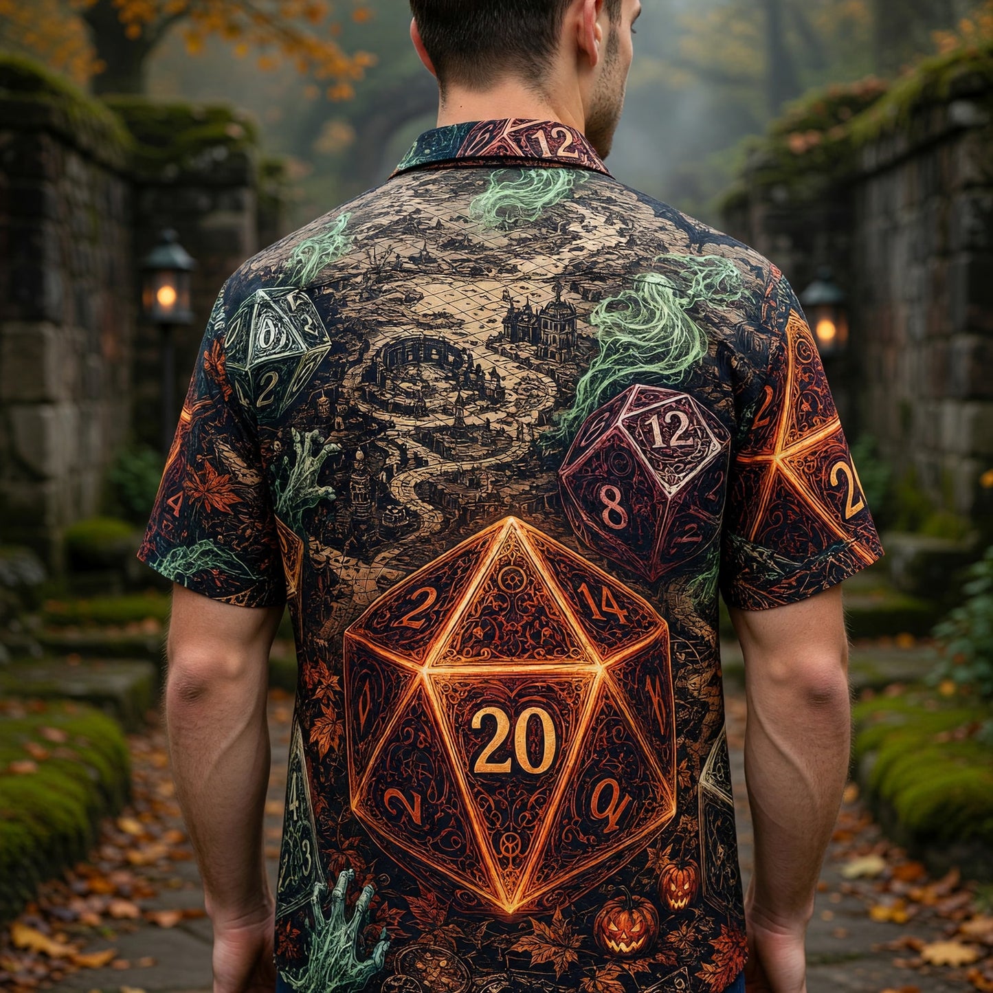 Halloween Dice Hawaiian Shirt - Spooky RPG Tabletop Apparel