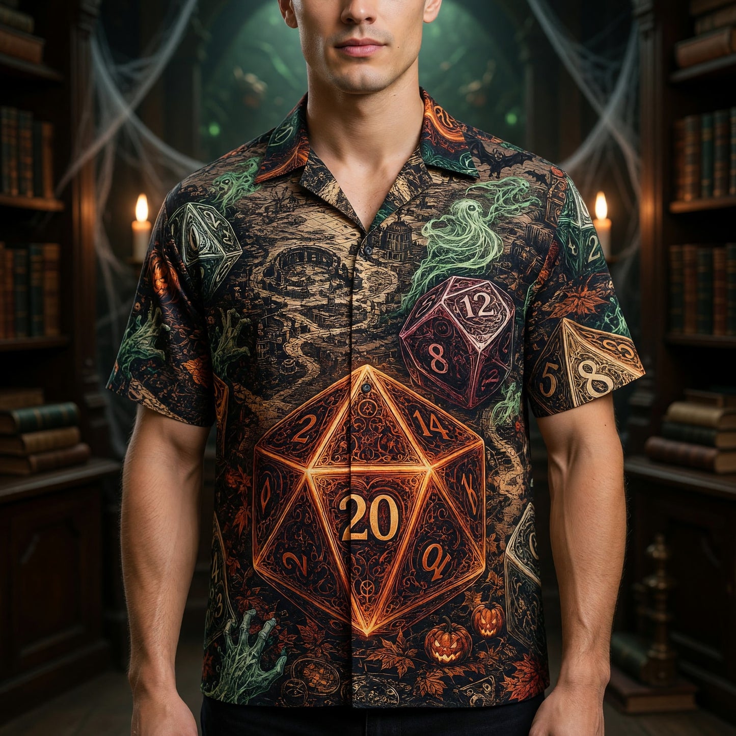 Halloween Dice Hawaiian Shirt - Spooky RPG Tabletop Apparel