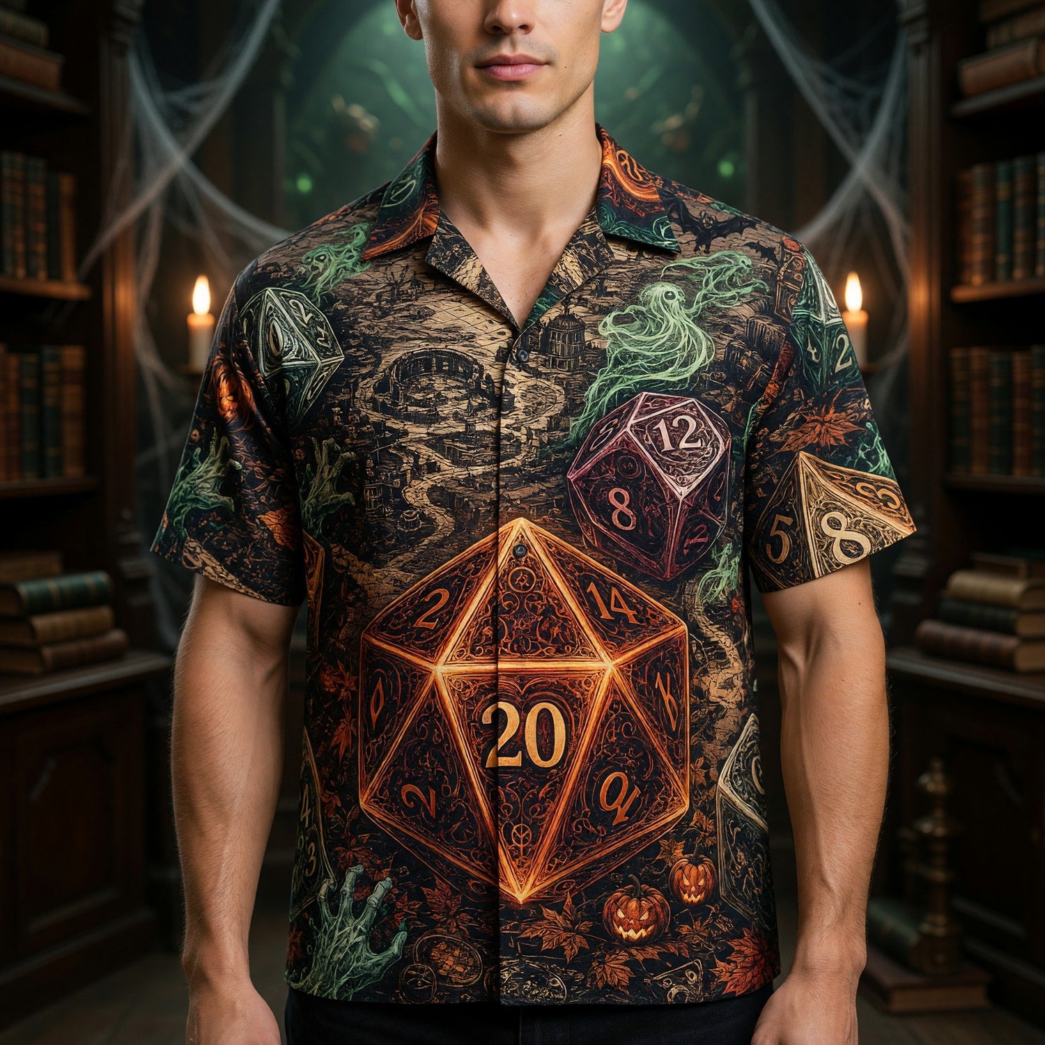 Halloween Dice Hawaiian Shirt - Spooky RPG Tabletop Apparel